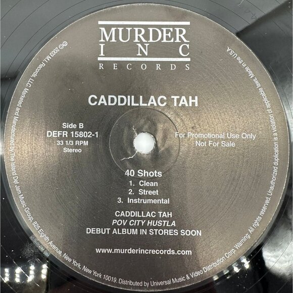 Caddillac Tah Promo Vinyl Record 2003 Murder Inc Gotcha Ma 40 Shots Y2K Rap Vtg - Picture 5 of 9